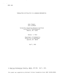 SRRI #49 TRANSLATION DIFFICULTIES IN LEARNING