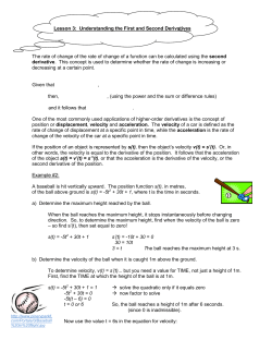 Lesson 3: Understanding the First and Second Derivatives The rate