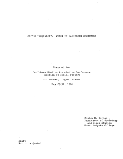 STATUS INEQUALITY: WOMEN I N CARIBBEAN SOCIETIES