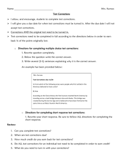 Name Mrs. Kurrass Test Corrections I allow, and encourage