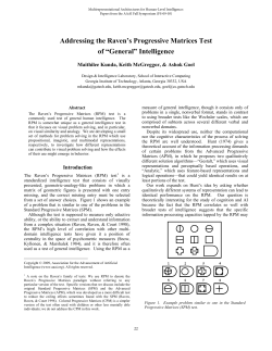 Addressing the Raven`s Progressive Matrices Test of General