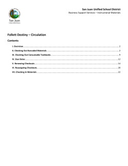 Follett Destiny &ndash; Circulation - San Juan Unified School District