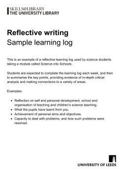 Reflective writing Sample learning log