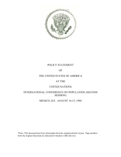 Policy Statement of the United States of America at the United