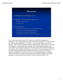 1 E.coli: The Uninvited Dinner Guest Biological Sciences