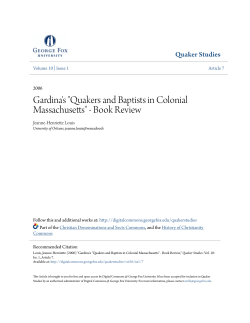 "Quakers and Baptists in Colonial Massachusetts"