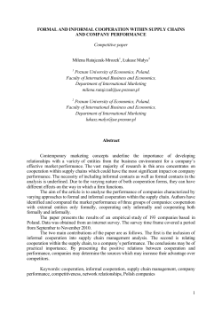 1 FORMAL AND INFORMAL COOPERATION WITHIN SUPPLY