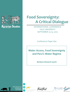 Water Access, Food Sovereignty and Peru`s Water Regime