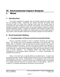 IV. Environmental Impact Analysis I. Noise