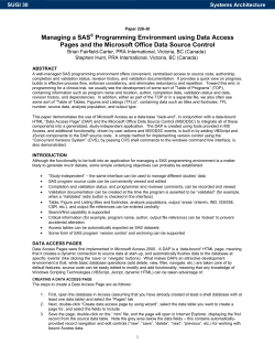 228-30: Managing a SAS&reg; Programming Environment Using Data