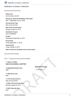Notification of dividend / distribution
