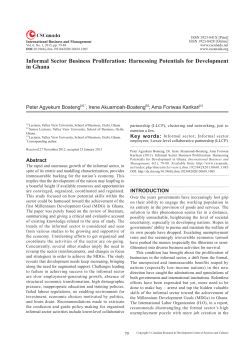 Informal Sector Business Proliferation: Harnessing