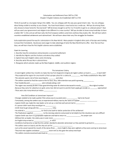 Colonization and Settlement from 1607 to 1763 Chapter 3 English