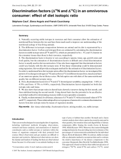 Discrimination factors (&Delta;15N and &Delta;13C) in an omnivorous consumer