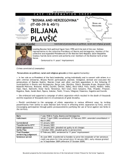 Biljana Plav&scaron;ić Case Information Sheet