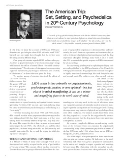 Set, Setting, and Psychedelics in 20th Century Psychology