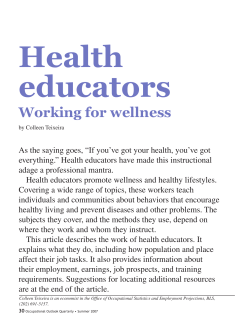 Health educators: Working for wellness