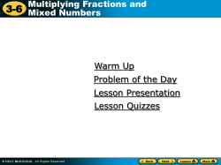 Multiplying Fractions and Mixed Numbers Warm Up Lesson