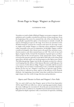 From Page to Stage: Wagner as Regisseur