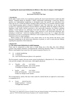 Acquiring the mass/count distinction in Hebrew: How does it