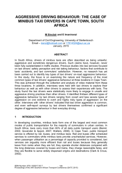Aggressive Driving Behaviour: The Case of Minibus Taxi Drivers in