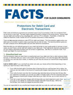 Protections for Debit Card and Electronic Transactions