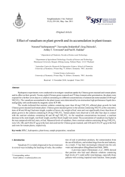 Effect of vanadium on plant growth and its accumulation in plant