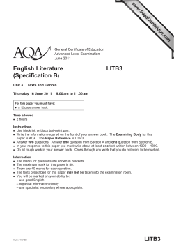 A-level English Literature B Question Paper Unit 03