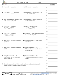 Place Value Unit Test