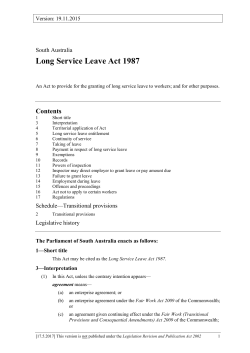 Long Service Leave Act 1987 - South Australian Legislation