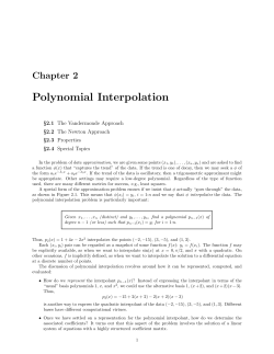Polynomial Interpolation - Cornell Computer Science
