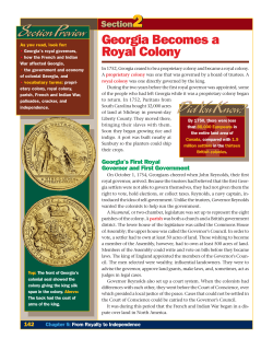Georgia Becomes a Royal Colony Section Preview Section Preview