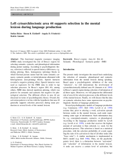 Left cytoarchitectonic area 44 supports selection in