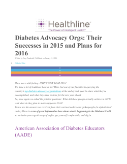 Diabetes Advocacy Orgs: Their Successes in 2015 and Plans for 2016