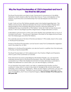 The Royal Proclamation - Mohawks of the Bay of Quinte