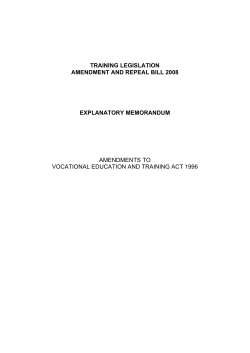 training legislation amendment and repeal bill 2008 explanatory