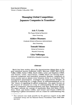 Managing Global Competition: Japanese Companies in