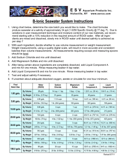 B-Ionic Seawater System Instructions