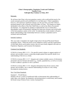 China`s Demographics: Population Trends and Challenges Timothy