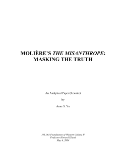 Moliere`s The Misanthrope: Masking the Truth