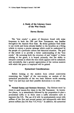 A Study of the Literary Gentre of the Woe Oracle