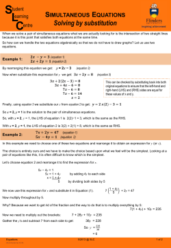 SIMULTANEOUS EQUATIONS Solving by substitution
