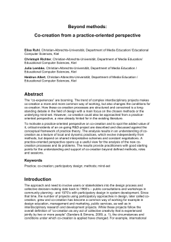 Beyond methods: Co-creation from a practice