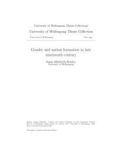 Gender and nation formation in late nineteenth