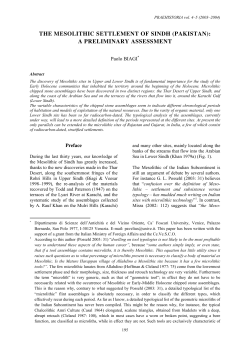 THE MESOLITHIC SETTLEMENT OF SINDH (PAKISTAN): A