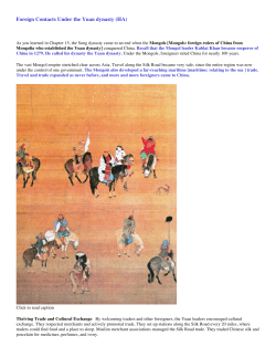 Foreign Contacts Under the Yuan dynasty (HA)