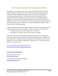 2011 Lessons Learned from Scoring Student Work