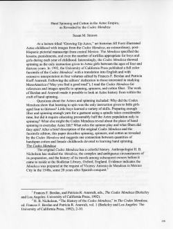 Hand Spinning and Cotton in the Aztec Empire, as Revealed by the