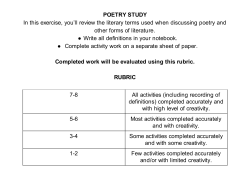 POETRY STUDY In this exercise, you`ll review the literary terms