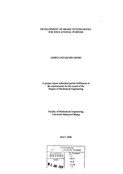 DEVELOPMENT OF BRAKE SYSTEM MODEL FOR EDUCATIONAL